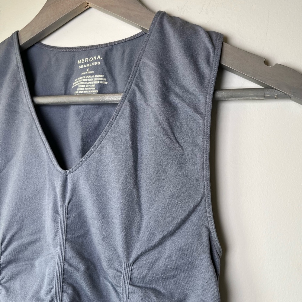 Merona Seamless Gray Ruched Sleeveless Top, Size Women’s Small - Picture 5 of 6